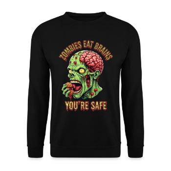 Zombies eat brains you're safe - Unisex Sweatshirt - black - Front - Alina (178cm) & Michal (187cm)