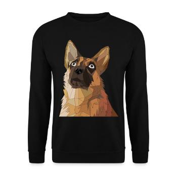 Geometric German Shepherd Dog Art - Unisex Sweatshirt - black - Front - Alina (178cm) & Michal (187cm)