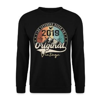 Retro 2019 Anniversary Gift 2019 Vintage 2019 - Unisex Sweatshirt - black - Front - Alina (178cm) & Michal (187cm)