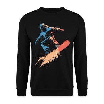 Snowboarder Snowboarding Sprung Vintage - Unisex Pullover - Schwarz - Vorne - Alina (178cm) & Michal (187cm)