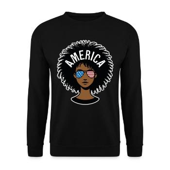 Amerika Afro - Unisex Pullover - Schwarz - Vorne - Alina (178cm) & Michal (187cm)
