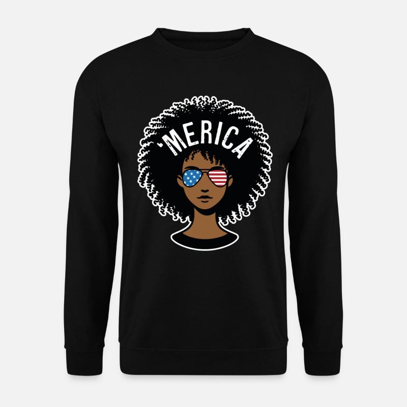 "merica Afro - Unisex Pullover - Schwarz
