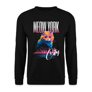 New York City Cat Meow City Skyline America USA - Unisex Sweatshirt - black - Front - Alina (178cm) & Michal (187cm)