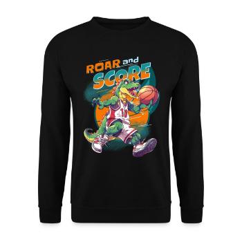 Basketball Dinosaur T-Rex Basketball Player - Unisex Sweatshirt - black - Front - Alina (178cm) & Michal (187cm)