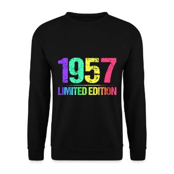1957 Limited Edition Jahrgang 57er Retro Jahrgang - Unisex Pullover - Schwarz - Vorne - Alina (178cm) & Michal (187cm)