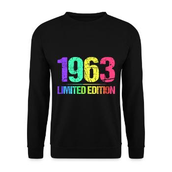 1963 Limited Edition Jahrgang 63er Retro Jahrgang - Unisex Pullover - Schwarz - Vorne - Alina (178cm) & Michal (187cm)