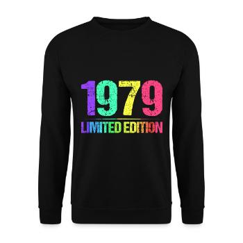 1979 Limited Edition Jahrgang 79er Retro Jahrgang - Unisex Pullover - Schwarz - Vorne - Alina (178cm) & Michal (187cm)