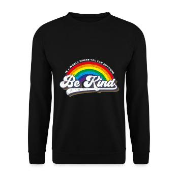 Be Kind LGBT Regenbogen - Unisex Pullover - Schwarz - Vorne - Alina (178cm) & Michal (187cm)