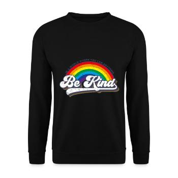 Be Kind LGBT Regenbogen - Unisex Pullover - Schwarz - Vorne - Alina (178cm) & Michal (187cm)