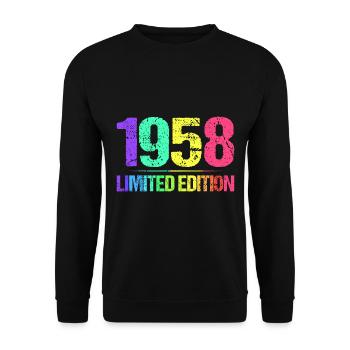 1958 Limited Edition Jahrgang 58er Retro Jahrgang - Unisex Pullover - Schwarz - Vorne - Alina (178cm) & Michal (187cm)
