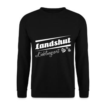 Landshut - Lieblingsort mit Stadtnamen - Unisex Pullover - Schwarz - Vorne - Alina (178cm) & Michal (187cm)
