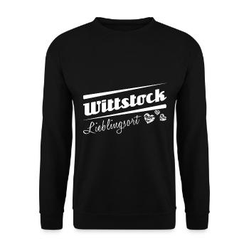 Wittstock - Lieblingsort mit Stadtnamen - Unisex Pullover - Schwarz - Vorne - Alina (178cm) & Michal (187cm)