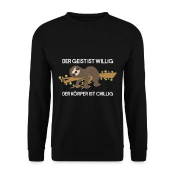 Sloth Faulenzer Süßes Faultier Geschenk - Unisex Pullover - Schwarz - Vorne - Alina (178cm) & Michal (187cm)