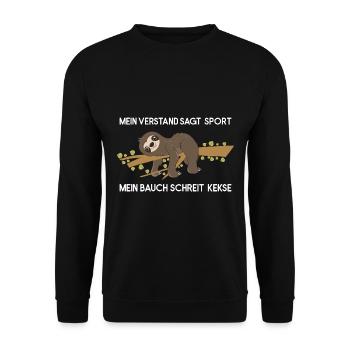 Sloth Faulenzer Süßes Faultier Geschenk - Unisex Pullover - Schwarz - Vorne - Alina (178cm) & Michal (187cm)