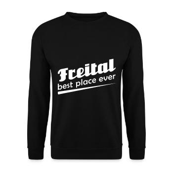 Freital - Stadt best place ever - Unisex Pullover - Schwarz - Vorne - Alina (178cm) & Michal (187cm)