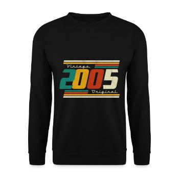 2005 Anniversaire Né En 2005 Rétro Millésime - Sweat-shirt Unisexe - noir - Devant - Alina (178cm) & Michal (187cm)
