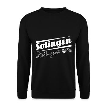 Solingen - Lieblingsort mit Stadtnamen - Unisex Pullover - Schwarz - Vorne - Alina (178cm) & Michal (187cm)