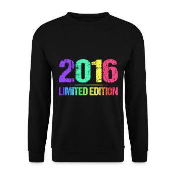 2016 Limited Edition Jahrgang 16er Retro Jahrgang - Unisex Pullover - Schwarz - Vorne - Alina (178cm) & Michal (187cm)