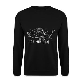 Ist mir egal faule Katze Mittelfinger lustig - Unisex Pullover - Schwarz - Vorne - Alina (178cm) & Michal (187cm)