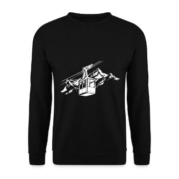 Gondel Berge Alpen Wandern Ski Symbol - Unisex Pullover - Schwarz - Vorne - Alina (178cm) & Michal (187cm)