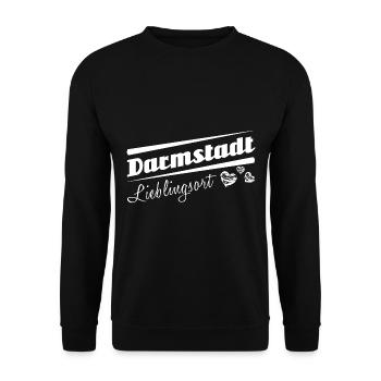 Darmstadt - Lieblingsort mit Stadtnamen - Unisex Pullover - Schwarz - Vorne - Alina (178cm) & Michal (187cm)