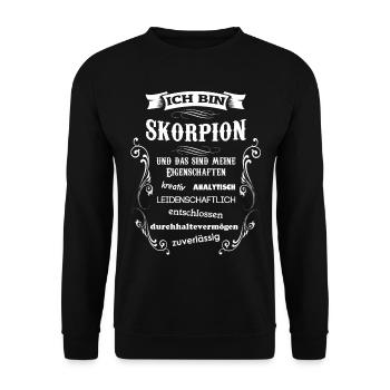 SKORPION - GEBURTSTAG - Unisex Pullover - Schwarz - Vorne - Alina (178cm) & Michal (187cm)