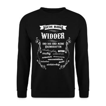 WIDDER - STERNZEICHEN - Unisex Pullover - Schwarz - Vorne - Alina (178cm) & Michal (187cm)