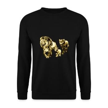 Majestic Lion Family Illustration - Unisex Sweatshirt - black - Front - Alina (178cm) & Michal (187cm)