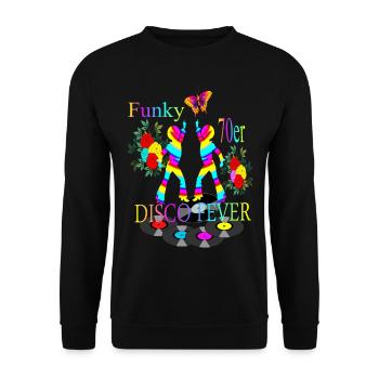 Disco Fieber 70er - Unisex Pullover - Schwarz - Vorne - Alina (178cm) & Michal (187cm)