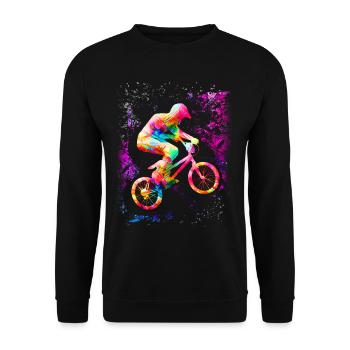 BMX für Kinder | BMX Fahrrad | Kleidung Kinder - Unisex Pullover - Schwarz - Vorne - Alina (178cm) & Michal (187cm)