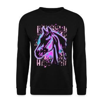 Cheval - Rose Lila - Sweat-shirt Unisexe - noir - Devant - Alina (178cm) & Michal (187cm)