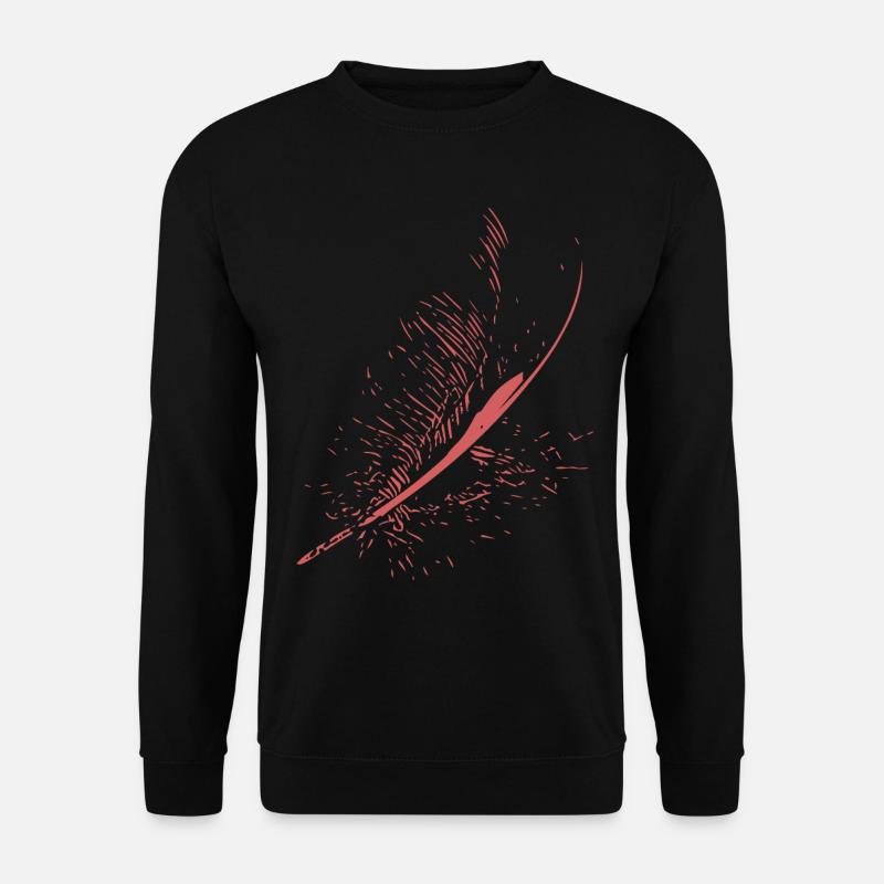 Abstrakte Feder / Linie / rosa / Muster / Natur - Unisex Pullover - Schwarz