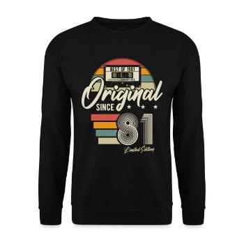 Original Jahrgang 1981 Vintage Geburtstag Geschenk - Unisex Pullover - Schwarz - Vorne - Alina (178cm) & Michal (187cm)
