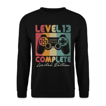 13 Geburtstag Level 13 Geschenk 13 Jahre - Unisex Pullover - Schwarz - Vorne - Alina (178cm) & Michal (187cm)