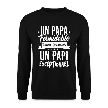 un Papa Formidable donne un Papi Exceptionnel - Sweat-shirt Unisexe - noir - Devant - Alina (178cm) & Michal (187cm)