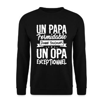 un Papa Formidable donne un Opa Exceptionnel - Sweat-shirt Unisexe - noir - Devant - Alina (178cm) & Michal (187cm)