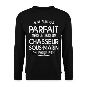 Pas parfait chasseur sous-marin Cadeau plongée - Sweat-shirt Unisexe - noir - Devant - Alina (178cm) & Michal (187cm)