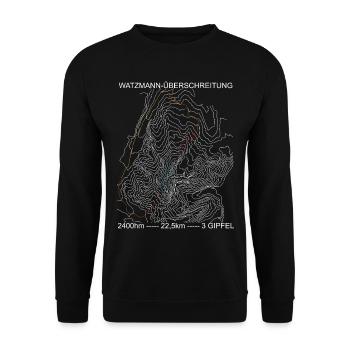 Watzmann-Überschreitung, Alpen, Berge, bergsteigen - Unisex Pullover - Schwarz - Vorne - Alina (178cm) & Michal (187cm)