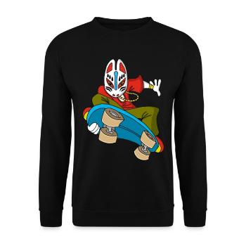 Strange fox on skateboarding - Unisex Sweatshirt - black - Front - Alina (178cm) & Michal (187cm)