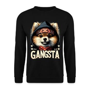 Petit cadeau de chien Spitz Gangsta Gangster - Sweat-shirt Unisexe - noir - Devant - Alina (178cm) & Michal (187cm)