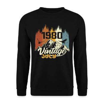 Cadeau d’anniversaire vintage juillet 1980 juillet 1980 - Sweat-shirt Unisexe - noir - Devant - Alina (178cm) & Michal (187cm)