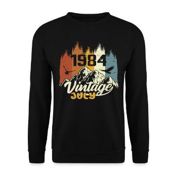 Vintage Juillet 1984 Cadeau d’anniversaire Juillet 1984 - Sweat-shirt Unisexe - noir - Devant - Alina (178cm) & Michal (187cm)