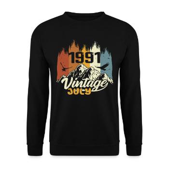 Vintage Juillet 1991 Cadeau d’anniversaire Juillet 1991 - Sweat-shirt Unisexe - noir - Devant - Alina (178cm) & Michal (187cm)