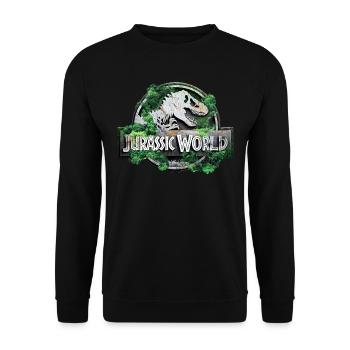 Logo Jurassic World avec T-Rex et arbres - Sweat-shirt Unisexe - noir - Devant - Alina (178cm) & Michal (187cm)