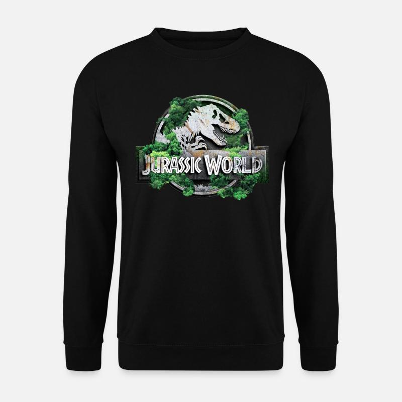 Jurassic World Logo Mit T-Rex Und Bäumen - Unisex Pullover - Schwarz