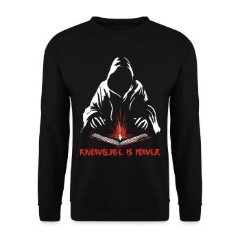 Wissen ist Macht - Unisex Pullover - Schwarz - Vorne - Alina (178cm) & Michal (187cm)