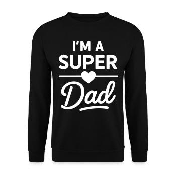 Ich bin ein Super Papa – Geschenk Vatertag - Unisex Pullover - Schwarz - Vorne - Alina (178cm) & Michal (187cm)