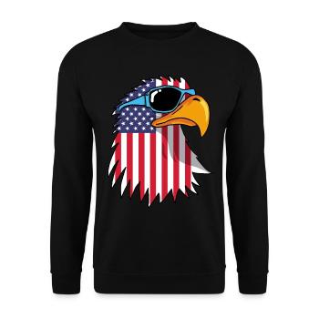 Eagle and American Flag - Unisex Sweatshirt - black - Front - Alina (178cm) & Michal (187cm)