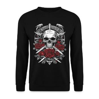 Skull Skull Pink Gothic Rock Metal - Unisex Sweatshirt - black - Front - Alina (178cm) & Michal (187cm)
