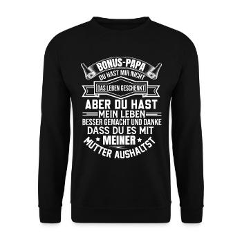 Bonus Dad - Unisex Sweatshirt - black - Front - Alina (178cm) & Michal (187cm)
